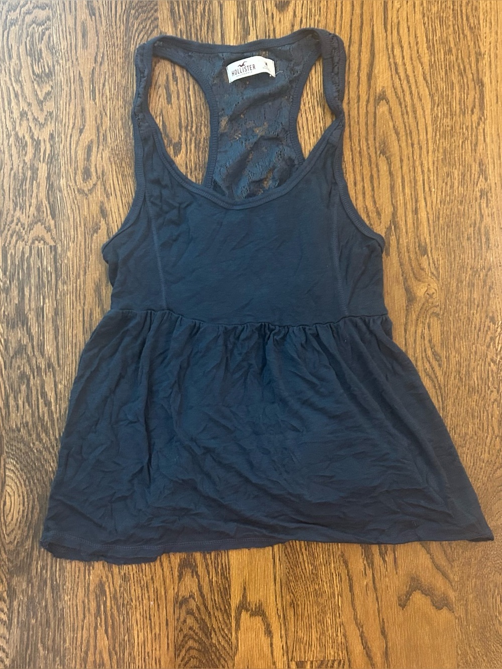 Vintage Hollister Navy Blue Lace Racerback Babydoll Tank Top